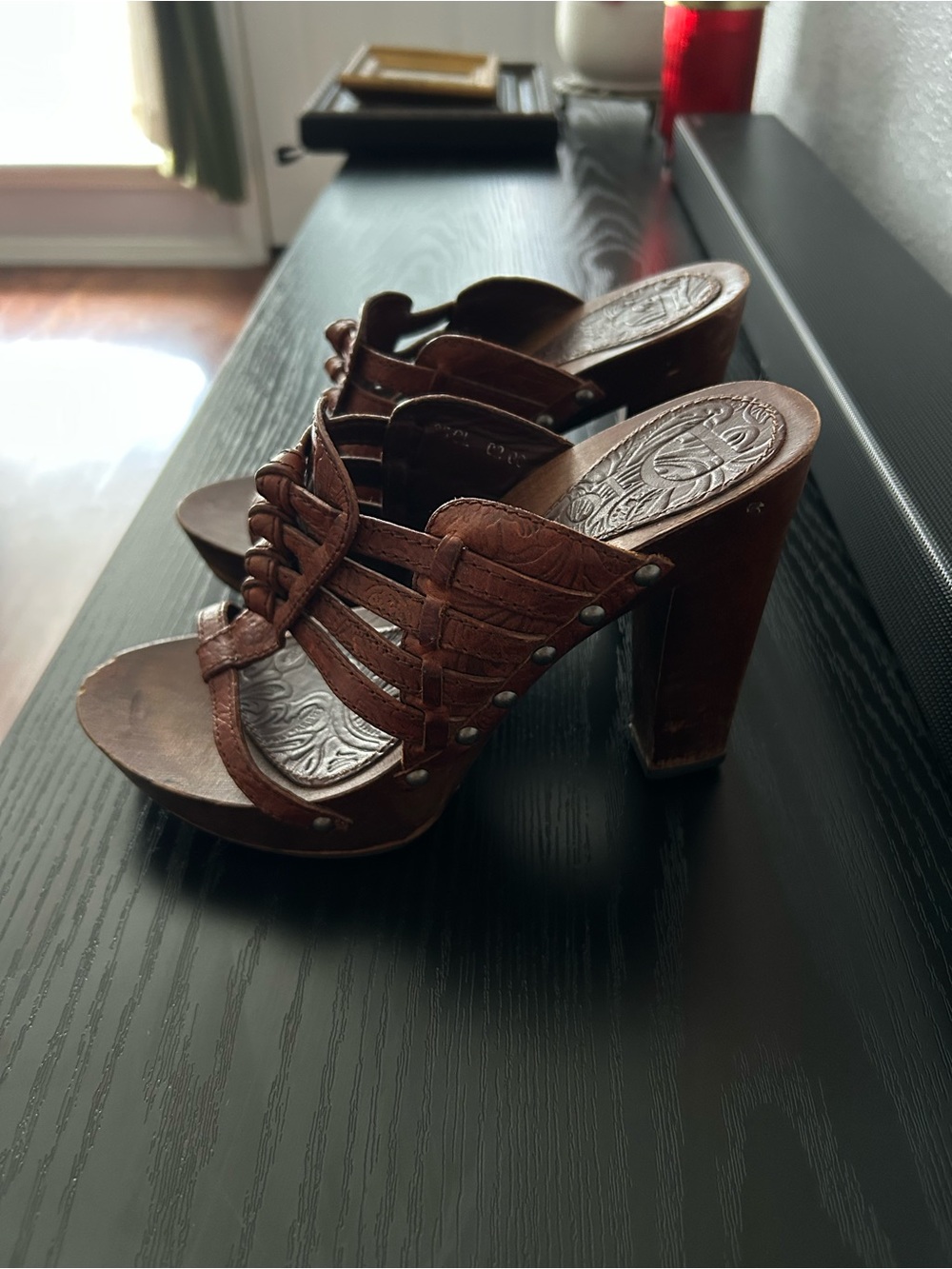 DIOR wood and leather limited edition heels